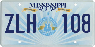 MS license plate ZLH108