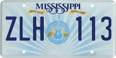 MS license plate ZLH113