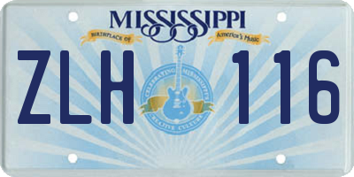 MS license plate ZLH116