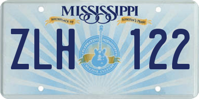 MS license plate ZLH122