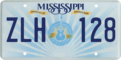 MS license plate ZLH128