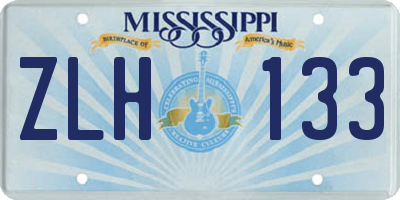 MS license plate ZLH133