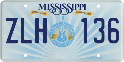 MS license plate ZLH136