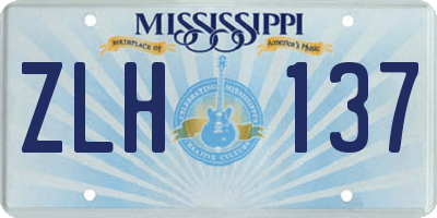 MS license plate ZLH137