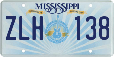 MS license plate ZLH138