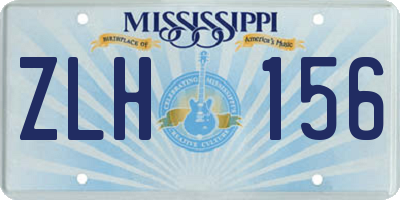 MS license plate ZLH156