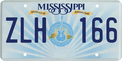 MS license plate ZLH166
