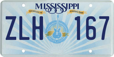 MS license plate ZLH167