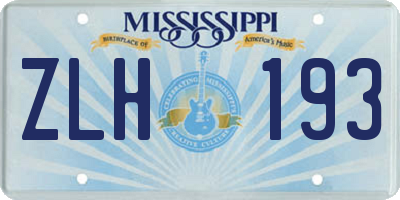 MS license plate ZLH193
