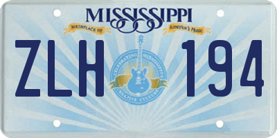 MS license plate ZLH194