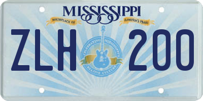MS license plate ZLH200