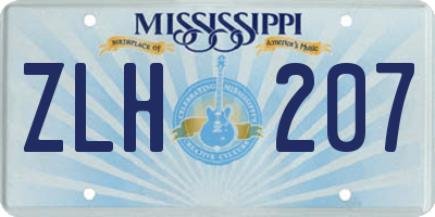 MS license plate ZLH207