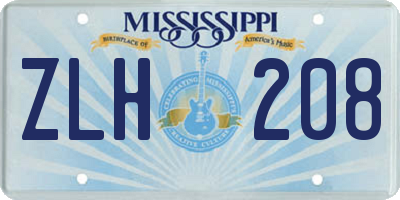MS license plate ZLH208