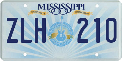 MS license plate ZLH210