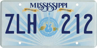 MS license plate ZLH212