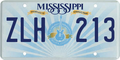 MS license plate ZLH213