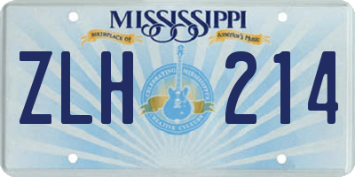 MS license plate ZLH214