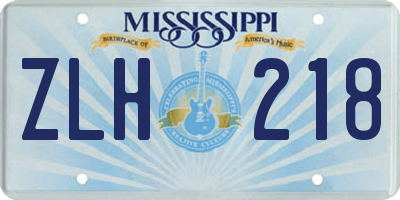 MS license plate ZLH218