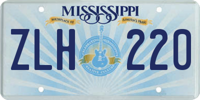 MS license plate ZLH220