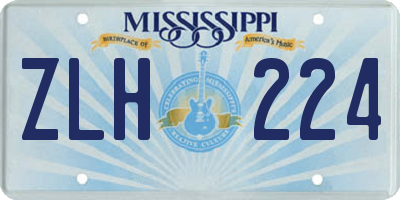 MS license plate ZLH224