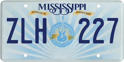 MS license plate ZLH227