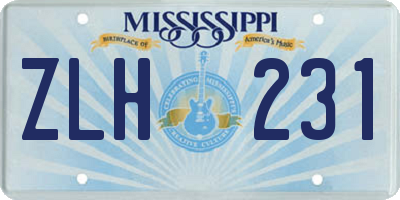 MS license plate ZLH231