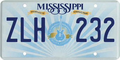 MS license plate ZLH232