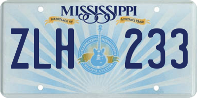 MS license plate ZLH233