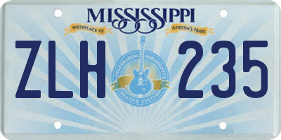 MS license plate ZLH235