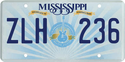 MS license plate ZLH236