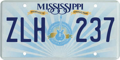 MS license plate ZLH237