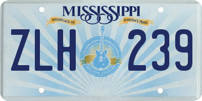 MS license plate ZLH239
