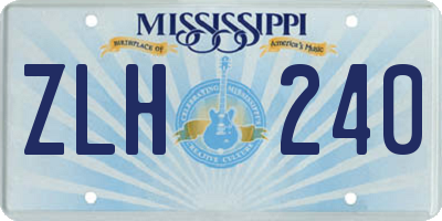 MS license plate ZLH240