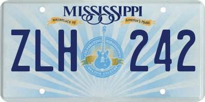 MS license plate ZLH242