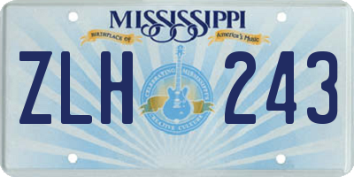 MS license plate ZLH243