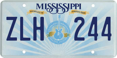MS license plate ZLH244