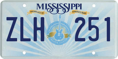 MS license plate ZLH251