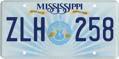 MS license plate ZLH258