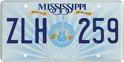 MS license plate ZLH259