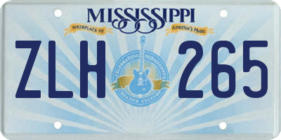 MS license plate ZLH265