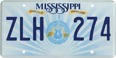 MS license plate ZLH274