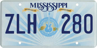 MS license plate ZLH280