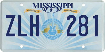 MS license plate ZLH281