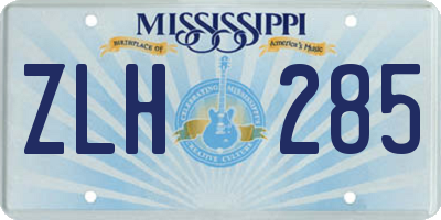 MS license plate ZLH285