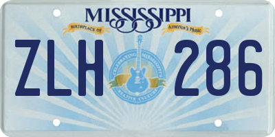 MS license plate ZLH286