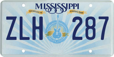 MS license plate ZLH287