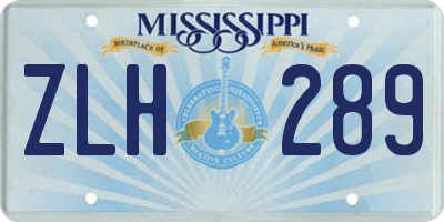 MS license plate ZLH289