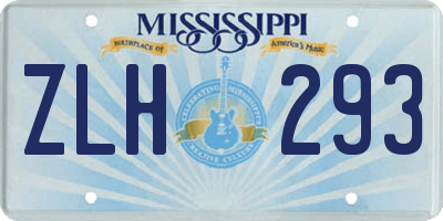 MS license plate ZLH293
