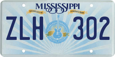 MS license plate ZLH302