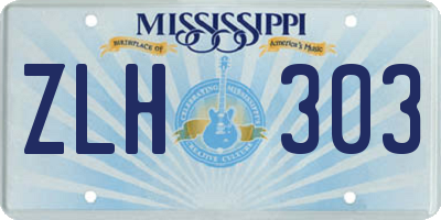 MS license plate ZLH303